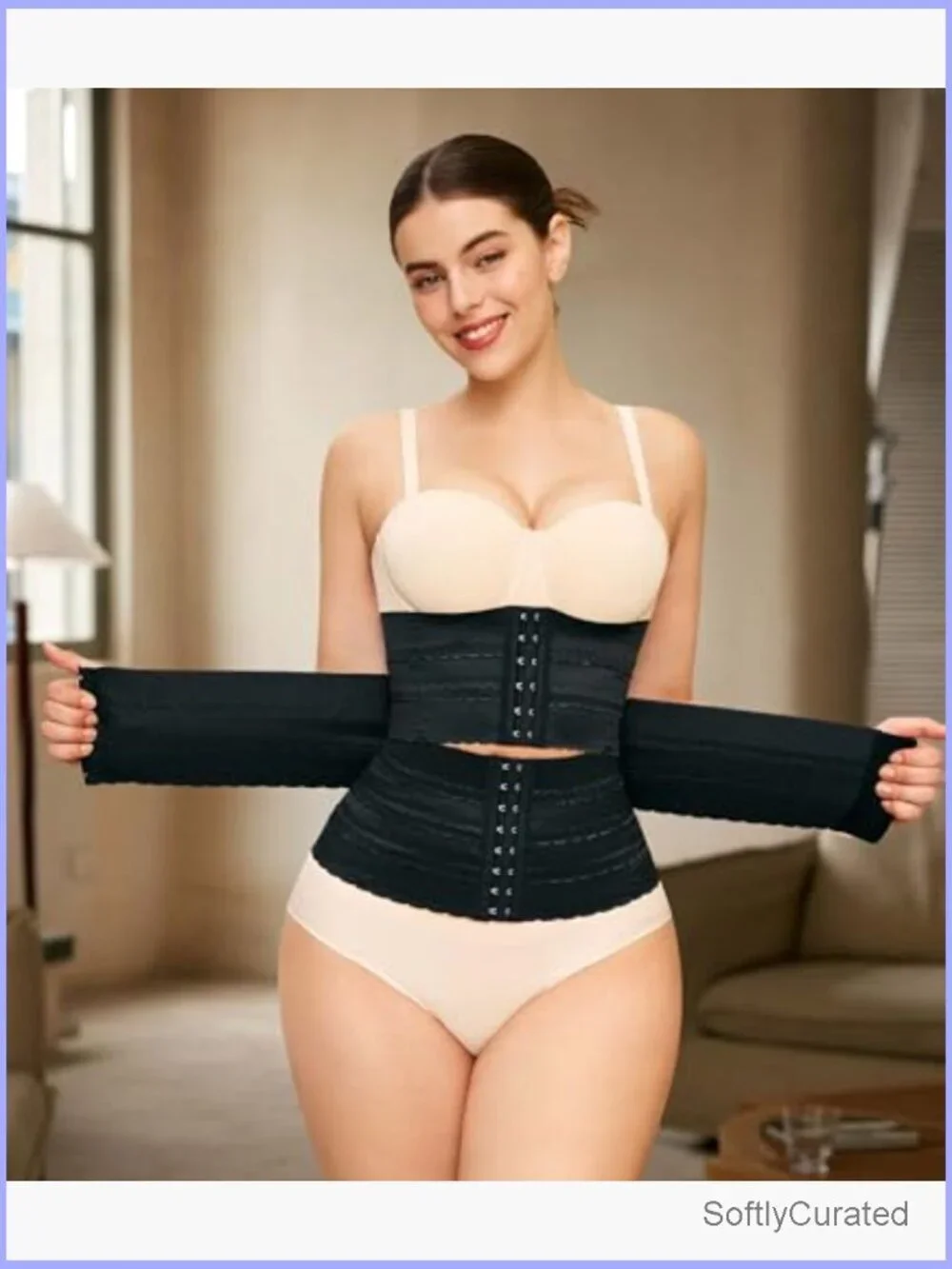 Segmented Waist Trainer with Hook & Eye Closure Tummy Control Shapewear